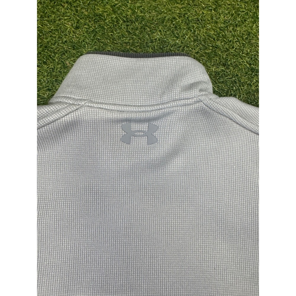 Under Armour Golf Mens Medium Gray Quarter Zip Pullover Storm Loose Fit Sweater - Picture 7 of 7